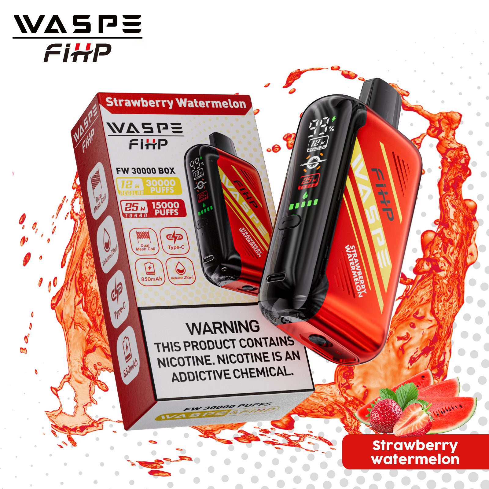 WASPE FIHP 30000 PUFFS LED Screen jetable vape