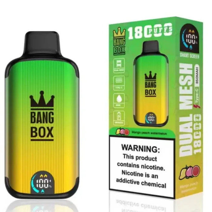 bang box 18000 18k puffs smart rechargeable disposable vape with screen with normal and boost mode