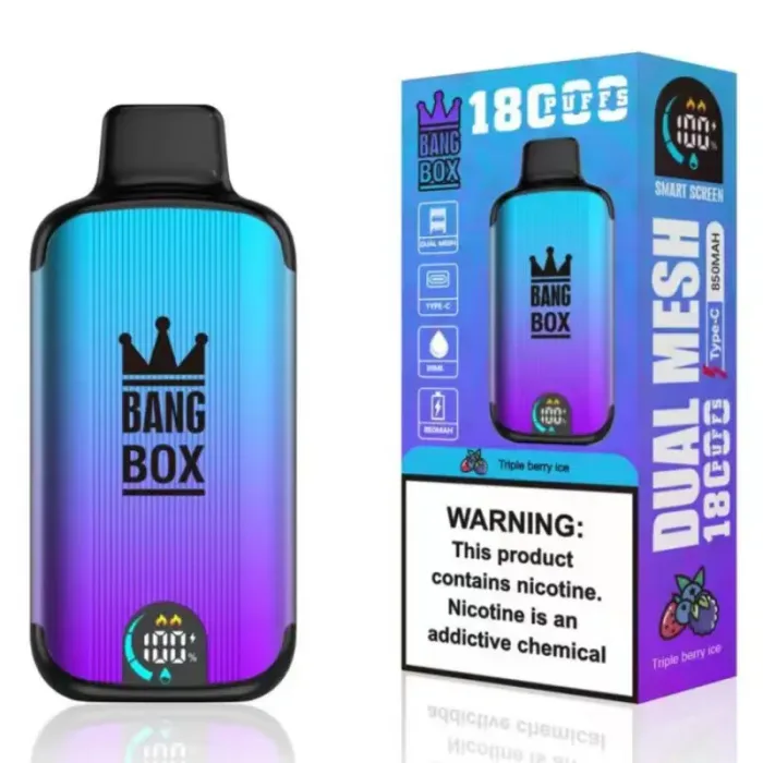 bang box 18000 18k puffs smart rechargeable disposable vape with screen with normal and boost mode