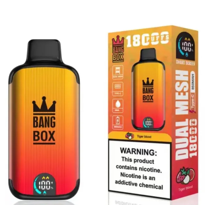 bang box 18000 18k puffs smart rechargeable disposable vape with screen with normal and boost mode