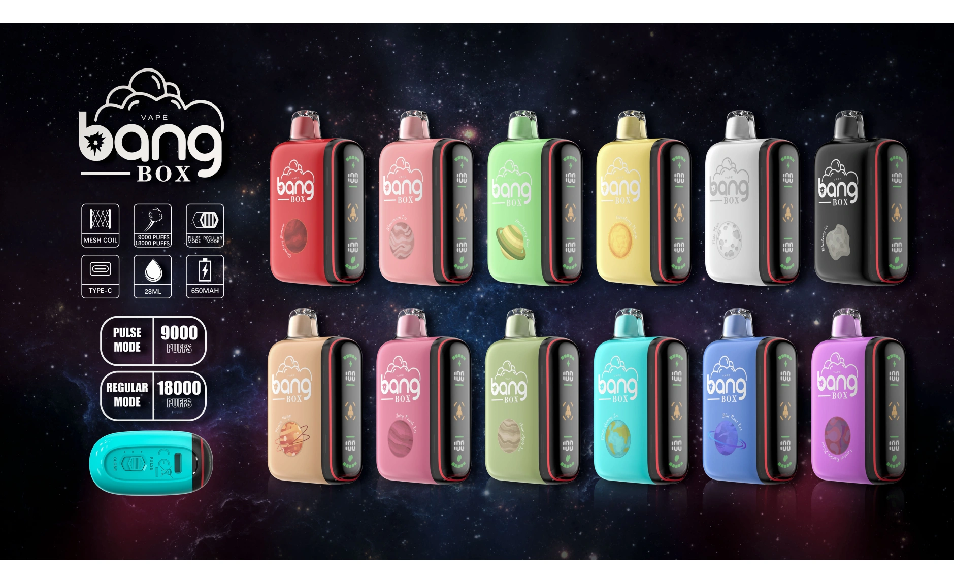 bang box 18000 18k puffs smart vape dual modes rechargeable disposable vape with screen flavor options