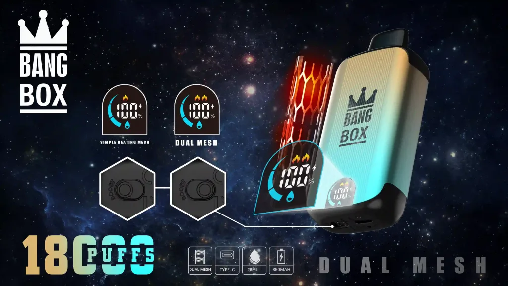 bang box 18000 18k puffs smart vape ricaricabile usa e getta con schermo con modalità normale e boost