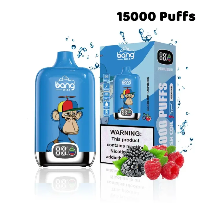 Pantalla doble inteligente que controla los niveles de batería y de zumo en el vaporizador Bang King 15000-Blueberry Raspberry