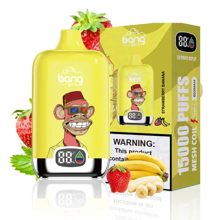 Slimme dubbele display voor het bijhouden van batterij- en ejuice-niveaus op Bang King 15000 Vaporizer-Strawberry Banana