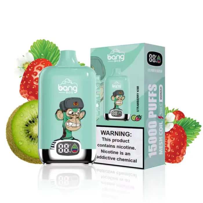 Double affichage intelligent des niveaux de batterie et d'Ejuice sur le vaporisateur Bang King 15000-Strawberry Kiwi