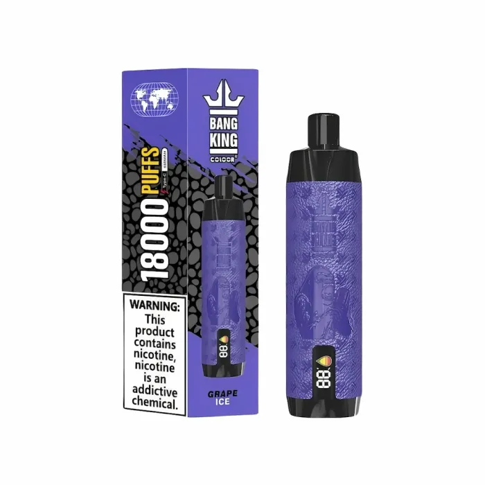 Bang King 18000 disposable vape producing massive clouds with adjustable airflow-Grape Ice