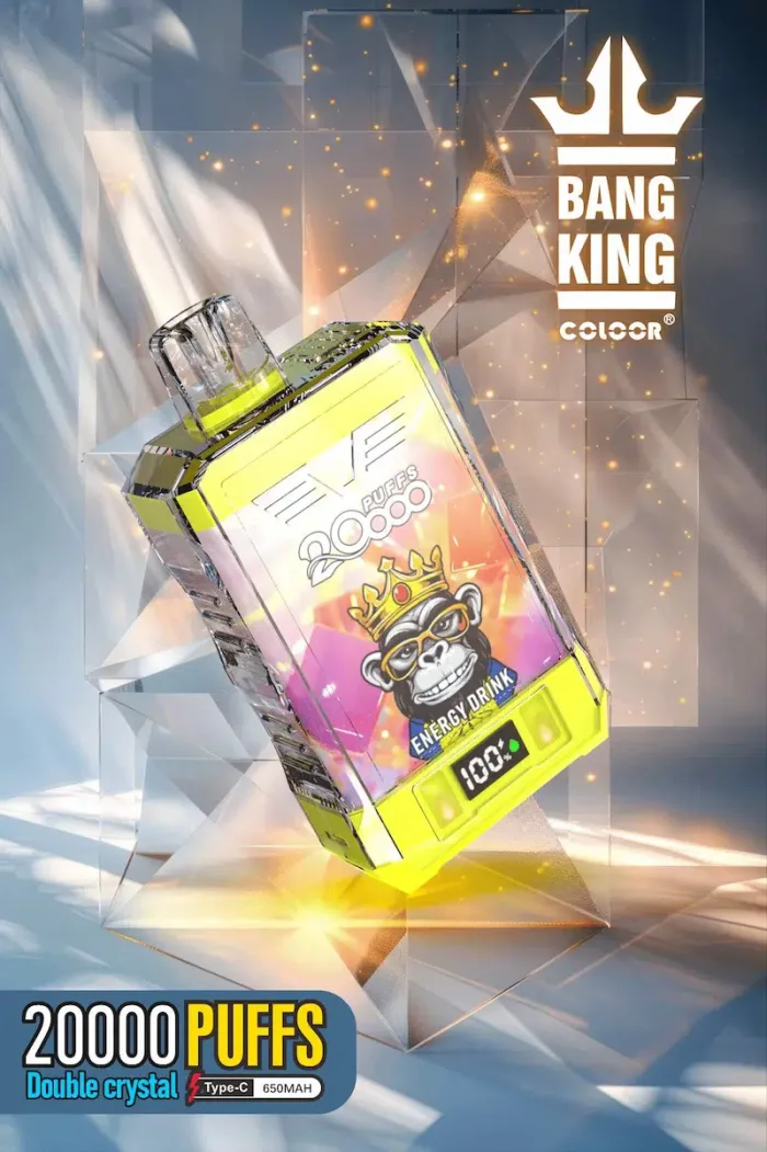 Réservoir d'e-liquide transparent avec 15ml de sel de nicotine (0%/2%/3%/5%) dans la vape Bang King Double Crystal 20000 jetable-Boisson énergétique