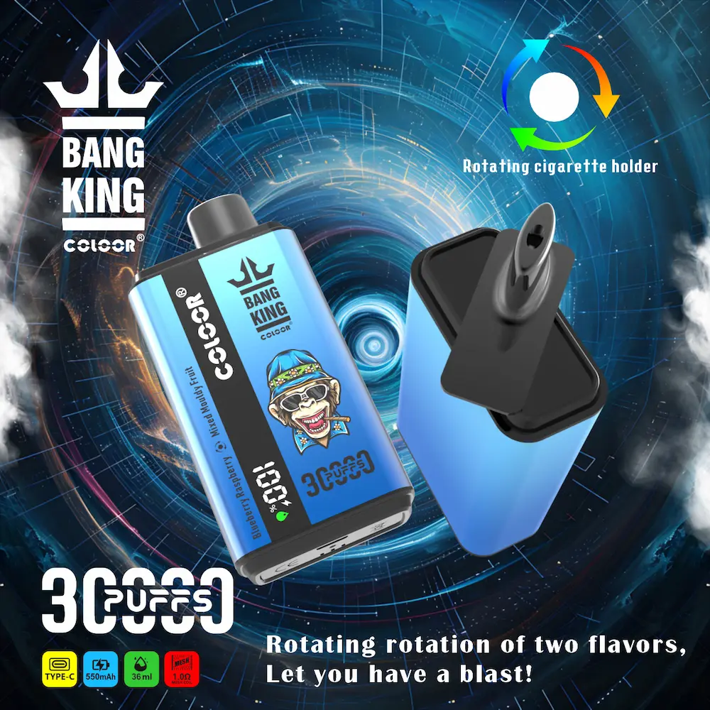 Bang King 30000 disposable vape with two flavors, 30K puffs, and USB-C rechargeable port