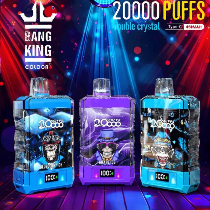 Bang King Double Crystal 20000 vape usa e getta con schermo LED in tempo reale che mostra la batteria, e-liquid