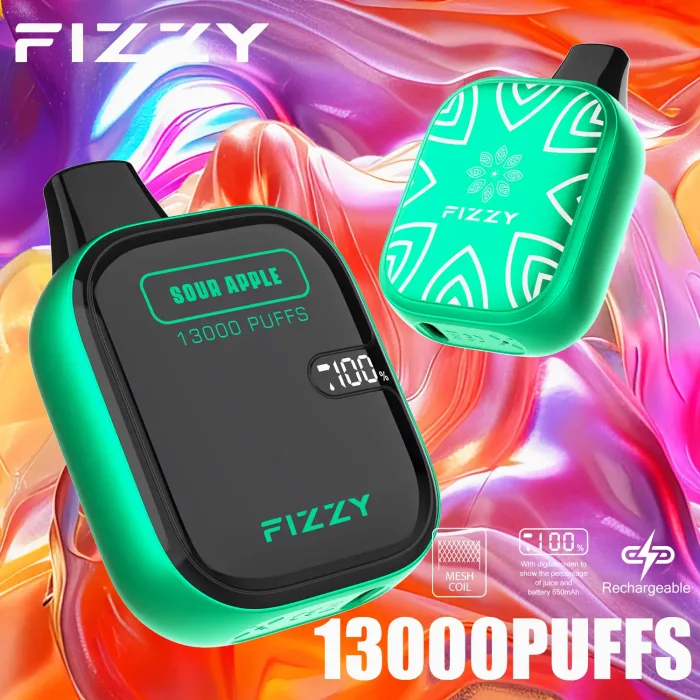 FIZZY Boom 13000 Flavor Series: Sour Apple Best Fruit Flavors Disposable Vape