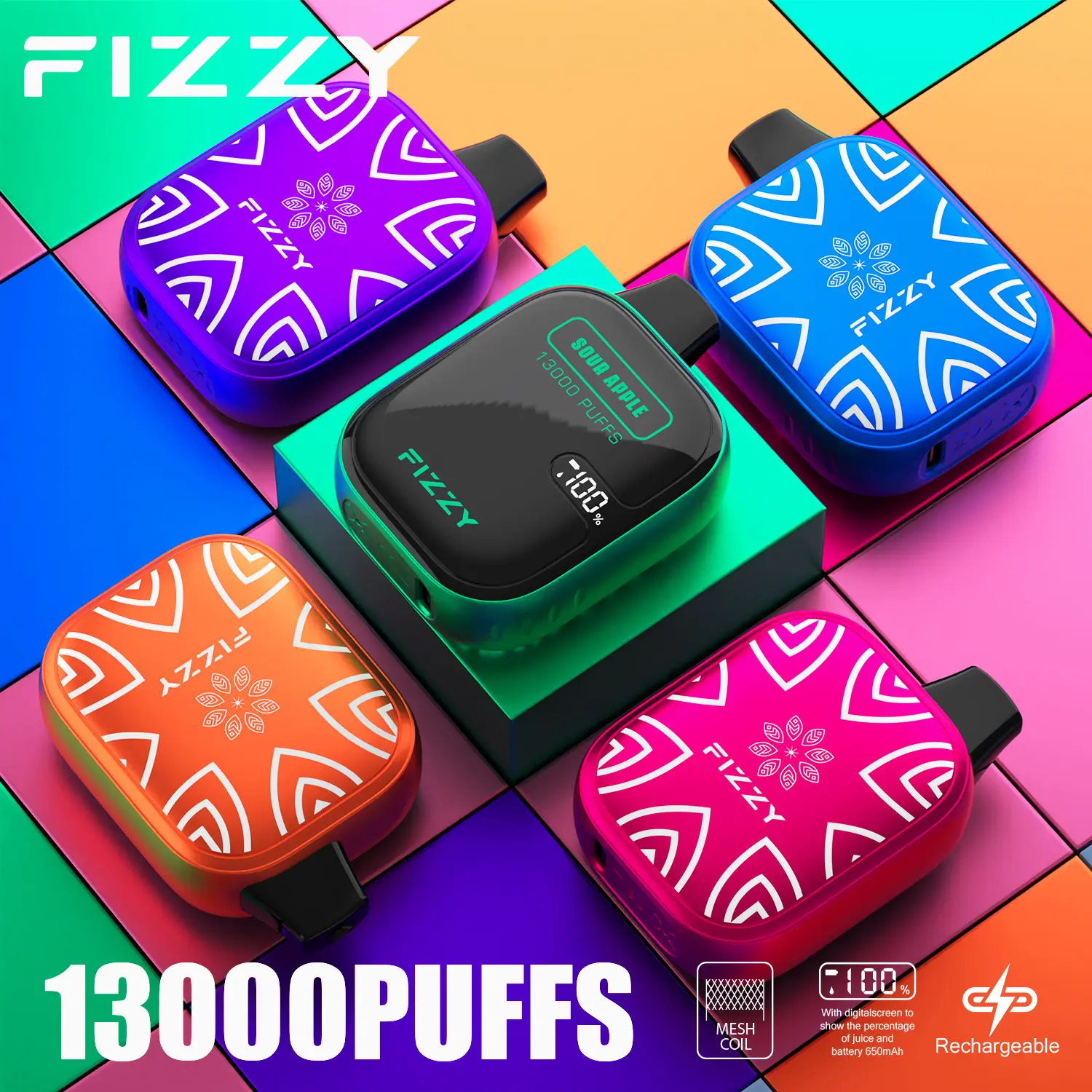 FIZZY Boom 13000 Type-C Charging Port and Mesh Coil Technology No Burnt Taste Guaranteed