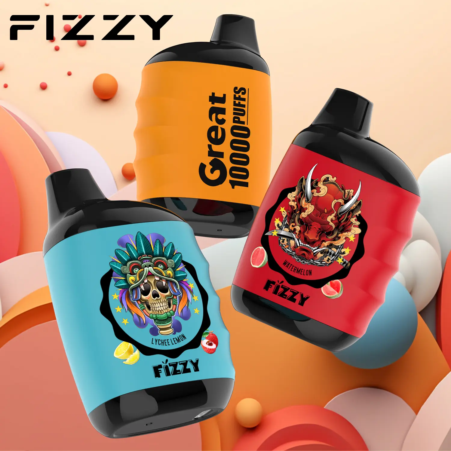 Fizzy Great 10000 Puffs Wegwerpvape met 18 ml tank & 650mAh oplaadbare USB-C batterij