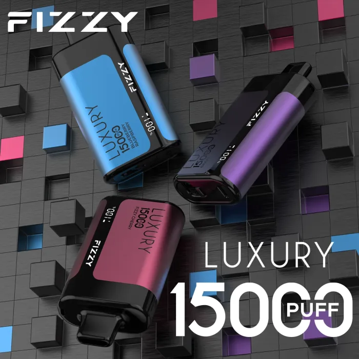 FIZZY Luxury 15000 uppladdningsbar engångspenna med 650 mAh USB-C-batteri och 22 ml nikotinsalt e-juice - 15 000 puffar i elegant metallfinish