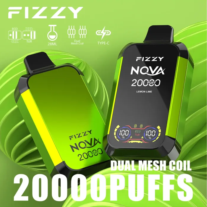 FIZZY Nova 20000 vape flavors arranged by mode recommendation: lemon lime for Turbo vs Desserts for Eco mode