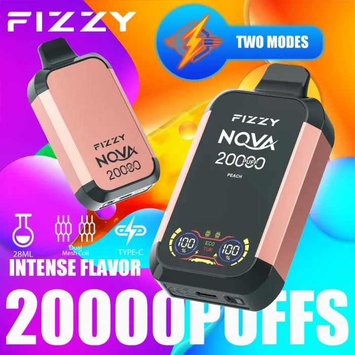 FIZZY Nova 20000 vape flavors arranged by mode recommendation: peach for Turbo vs Desserts for Eco mode