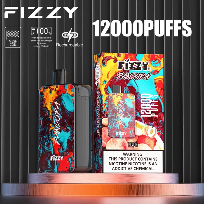 Fizzy Pandora 12000 Cigarrillo Electrónico con Sal de Nicotina 12 Sabores Populares-melocotón