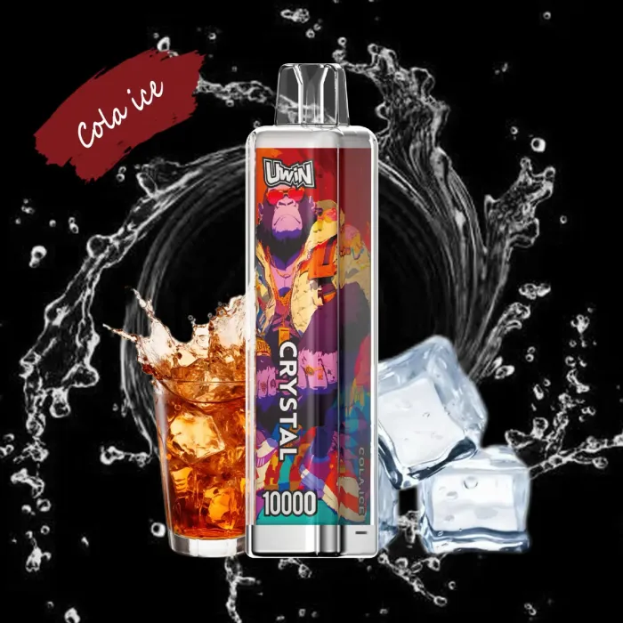 Réservoir d'e-liquide de 18mL et design anti-fuite dans le vaporisateur jetable Uwin Crystal 10000 - Cola Ice