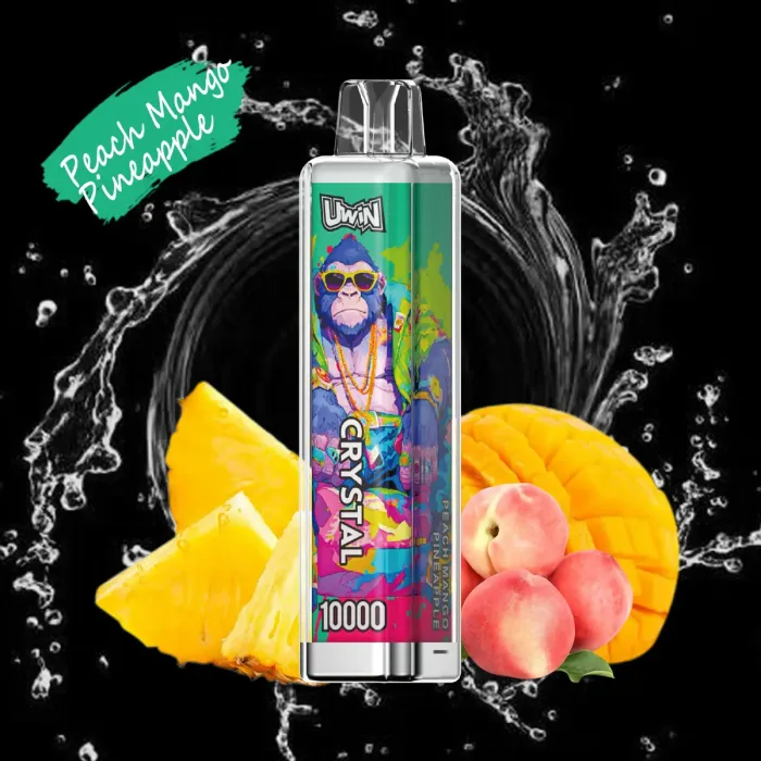 Réservoir d'e-liquide 18mL et design anti-fuite dans le vaporisateur jetable Uwin Crystal 10000 - Pêche Mangue Ananas