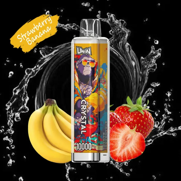 Serbatoio di liquido elettronico da 18 ml e design a prova di perdite in Uwin Crystal 10000 Vape usa e getta - Banana alla fragola