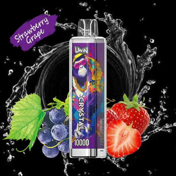 Serbatoio di liquido elettronico da 18 ml e design a prova di perdite in Uwin Crystal 10000 Vape usa e getta - uva fragola