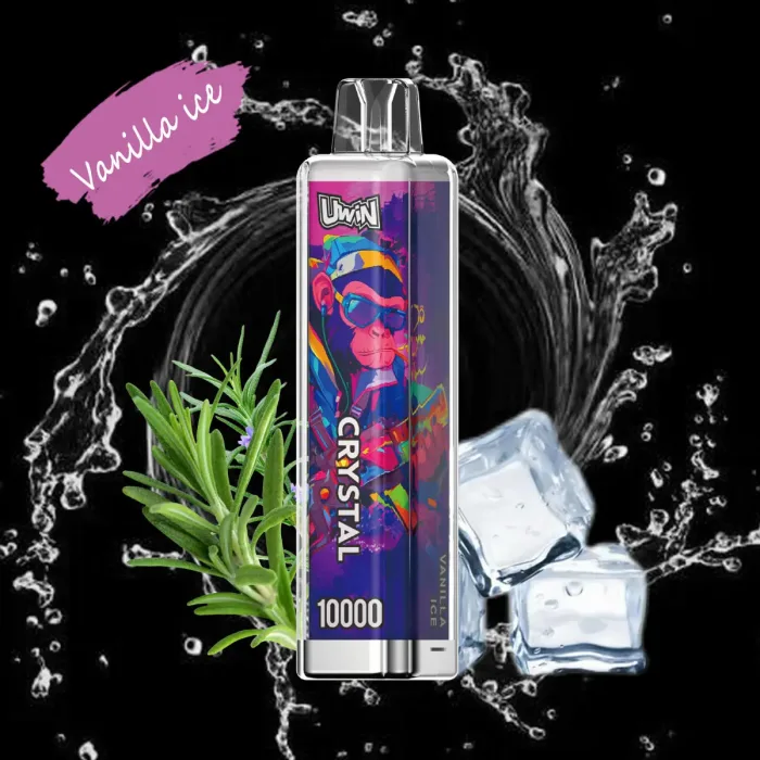 Réservoir d'e-liquide de 18mL et design anti-fuite dans le vaporisateur jetable Uwin Crystal 10000-Vanilla Ice