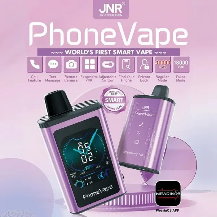 JNR Phone Vape 30000 30K Puffs Telefoon Vape, eine intelligente telefoon vape und intelligente vape telefoon mit einem Touchscreen-Display, in der Lage, Anrufe zu tätigen.