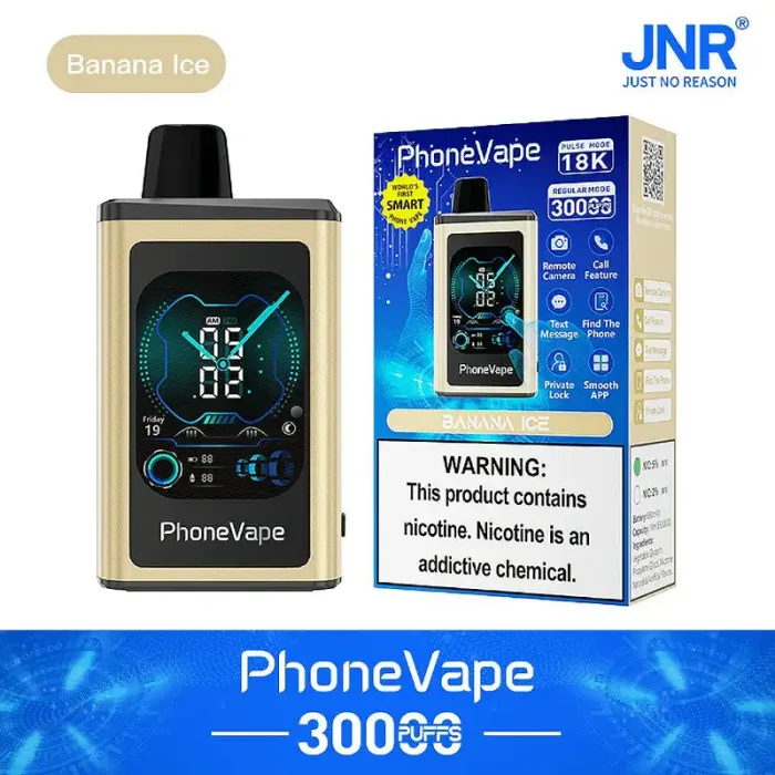 JNR Phone Vape 30000 30K Puffs Telefoon Vape, un telefoon vape intelligente e un telefoon vape intelligente con un display touchscreen, in grado di effettuare chiamate.