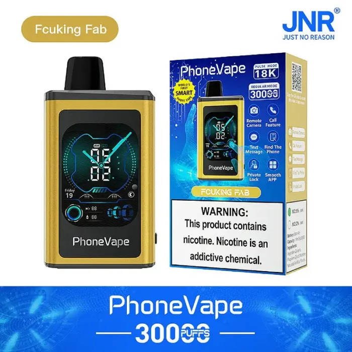 JNR Phone Vape 30000 30K Puffs Telefoon Vape, un telefoon vape intelligente e un telefoon vape intelligente con un display touchscreen, in grado di effettuare chiamate.